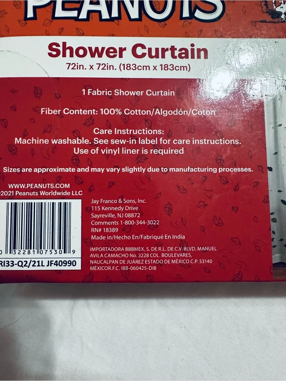 Peanuts Woodstock Fall Shower Curtain 72x72 Autumn Leaves Snoopy Bathroom Decor